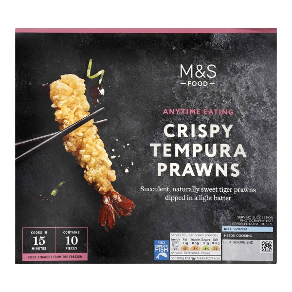 M&S 10 Tempura Tiger Prawns Frozen